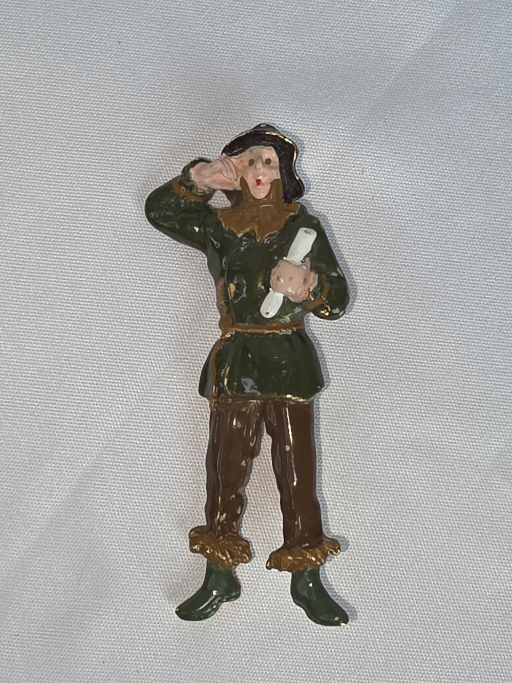 Vintage 1989 Wendy Gell Wizard of Oz Scarecrow Enamel Brooch Pin Signed Turner